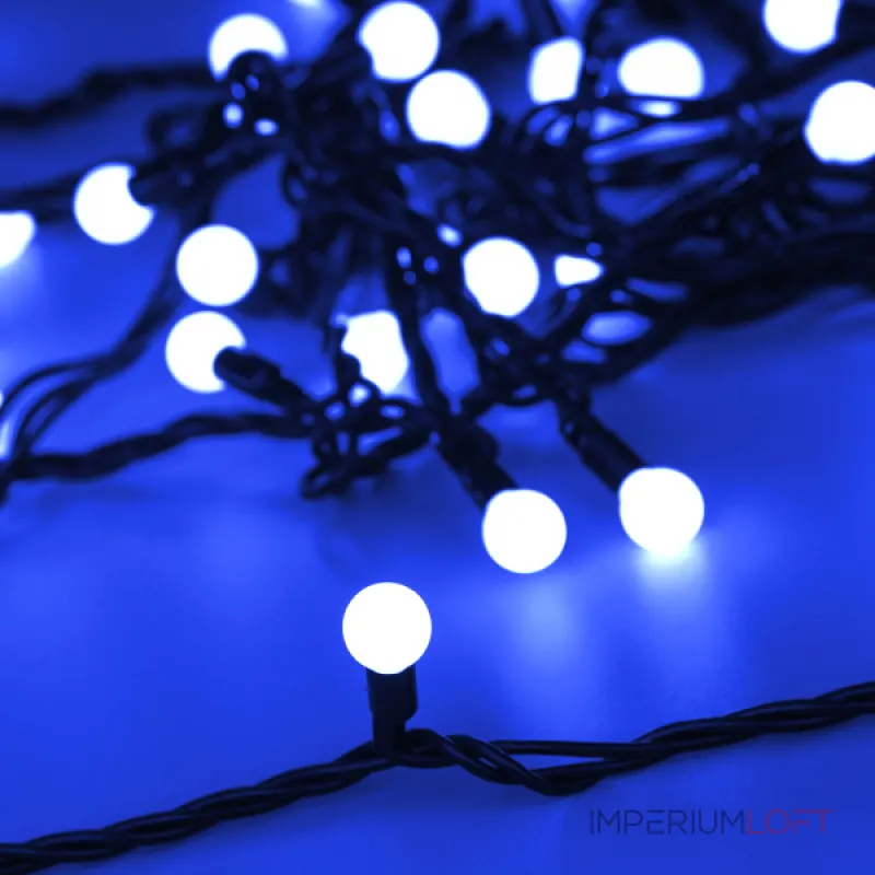 Arlight Светодиодная гирлянда ARD-BALL-CLASSIC-D13-10000-BLACK-100LED BLUE 230В 7Вт Ardecoled IP65 025570