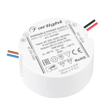 Блок питания ARPJ-SP-42350-PFC-TRIAC-R 15Вт 21-42В 350mA Arlight IP65 047589 Блок питания ARPJ-SP-42350-PFC-TRIAC-R 15Вт 21-42В 350mA Arlight IP65 047589
