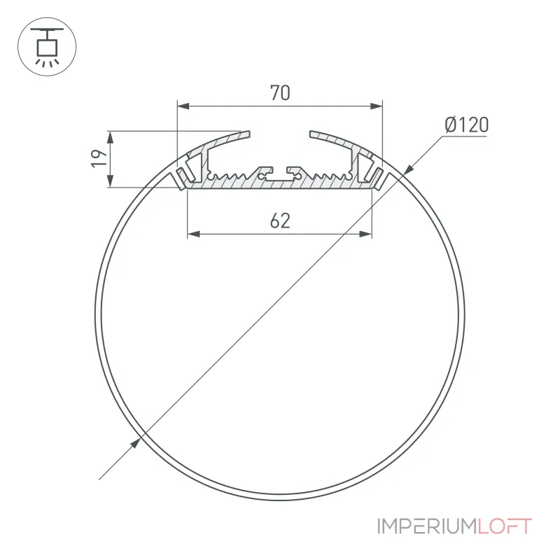Arlight Профиль SL-ROUND-D120-2000 ANOD Алюминий 019267