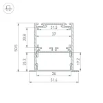 Профиль SL-LINIA52-3L-F-2000 ANOD BLACK Arlight Алюминий 044685