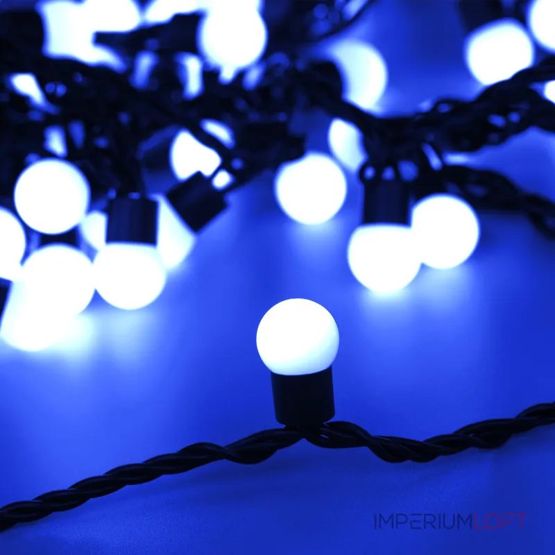 Arlight Светодиодная гирлянда ARD-BALL-CLASSIC-D17.5-10000-BLACK-100LED BLUE 230В 7Вт Ardecoled IP65 025582