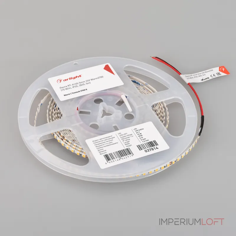Arlight Лента RT-A160-5mm 24В Warm2700 15 В/м IP20 2835 5м 037814 Arlight Лента RT-A160-5mm 24В Warm2700 15 В/м IP20 2835 5м 037814