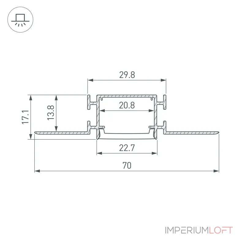 Профиль FANTOM-BENT-W23-SIDE-2000 ANOD Arlight Алюминий 040331(1)