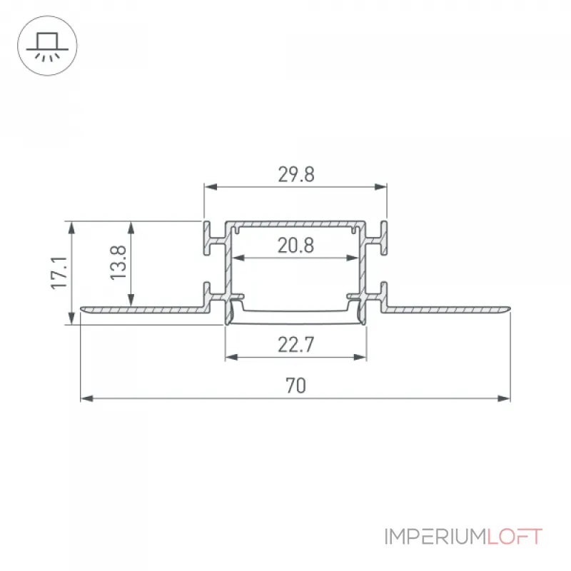 Профиль FANTOM-BENT-W23-SIDE-2000 ANOD Arlight Алюминий 040331(1)