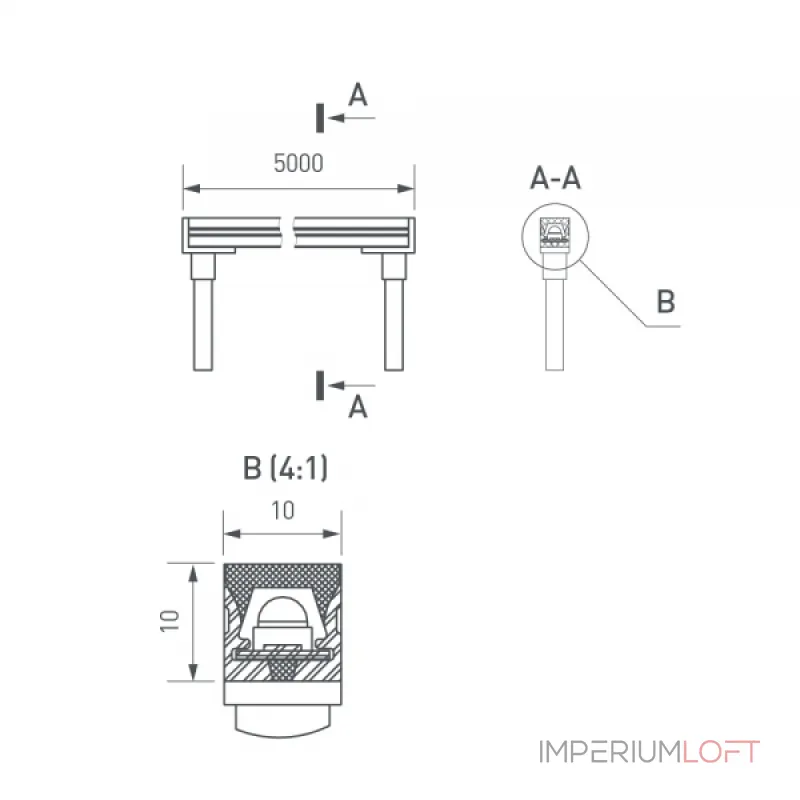 Arlight Грейзер THOR-TOP-B70-10x10mm 24В White6500 15 В/м IP67 5м 36 045322
