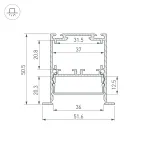 Профиль SL-LINIA52-3L-F-2000 ANOD Arlight Алюминий 044682