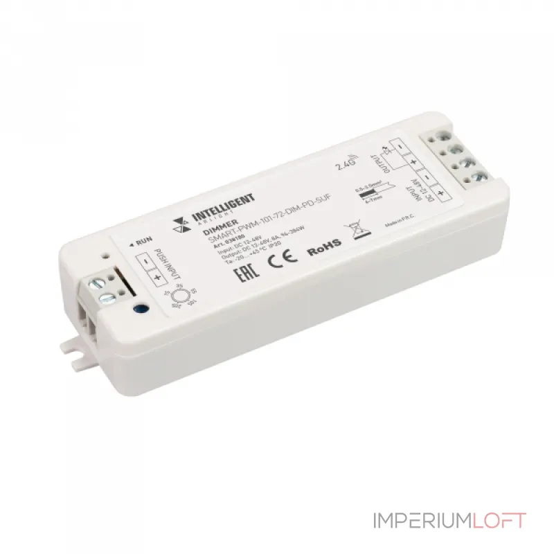 Arlight INTELLIGENT ARLIGHT Диммер SMART-PWM-101-72-DIM-PD-SUF 12-48В 1x8A SS 2.4G IARL IP20 038180 Arlight INTELLIGENT ARLIGHT Диммер SMART-PWM-101-72-DIM-PD-SUF 12-48В 1x8A SS 2.4G IARL IP20 038180