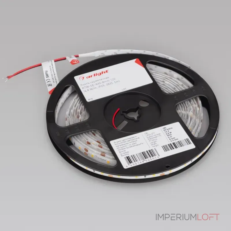Светодиодная лента герметичная RTW-SE-A60-8mm 12V Warm3000 (4.8W/m, IP65, 2835, 5m, 4.8 Вт/м, IP65) Arlight 014795(2)