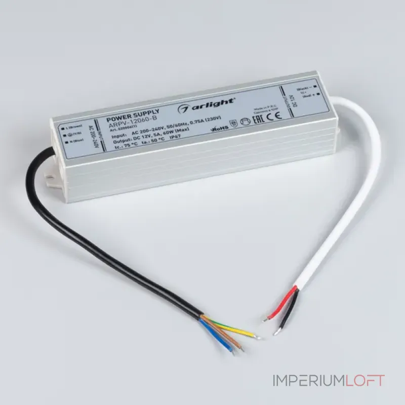 Блок питания ARPV-12060-B (12V, 5.0A, 60W, IP67) Arlight 020006(1) Блок питания ARPV-12060-B (12V, 5.0A, 60W, IP67) Arlight 020006(1)
