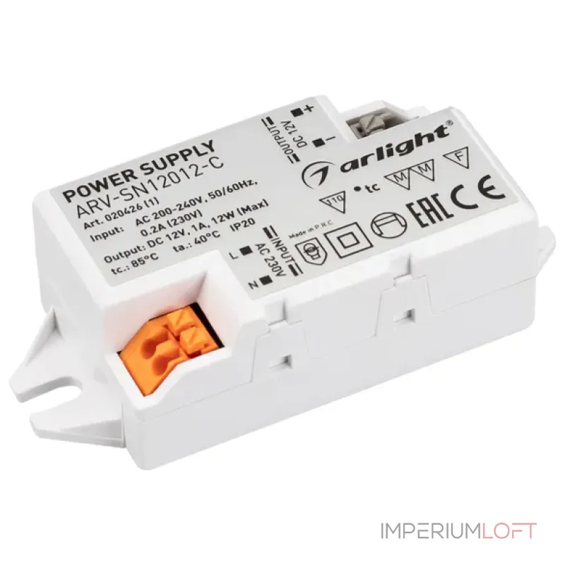 Блок питания ARV-SN12012-C (12V, 1A, 12W, IP20) Arlight 020426(1) Блок питания ARV-SN12012-C (12V, 1A, 12W, IP20) Arlight 020426(1)
