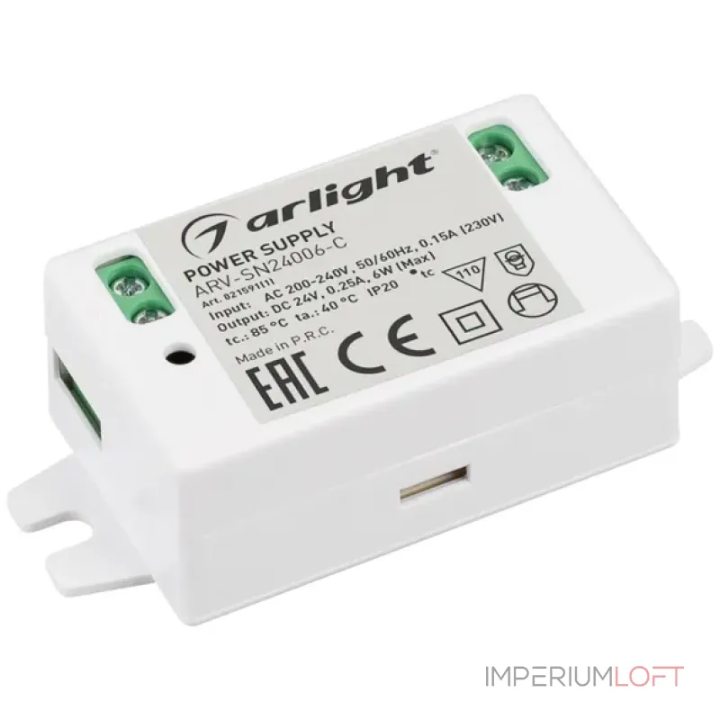 Блок питания ARV-SN24006-C (24V, 0.25A, 6W, IP20) Arlight 021591(1) Блок питания ARV-SN24006-C (24V, 0.25A, 6W, IP20) Arlight 021591(1)