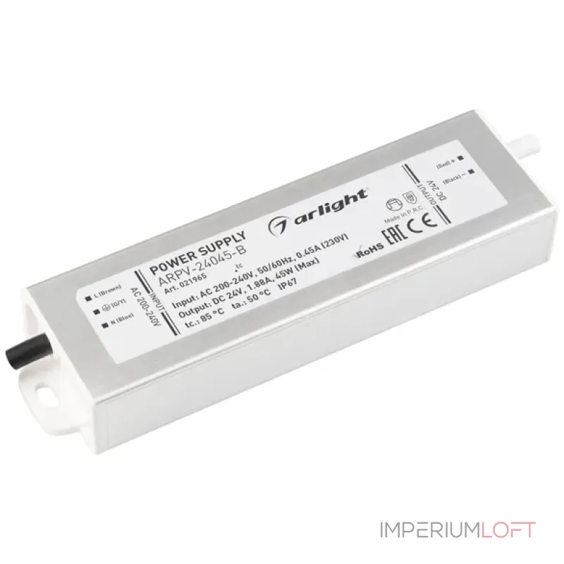 Блок питания ARPV-24045-B (24V, 1.9A, 45W, IP67) Arlight 021965 Блок питания ARPV-24045-B (24V, 1.9A, 45W, IP67) Arlight 021965