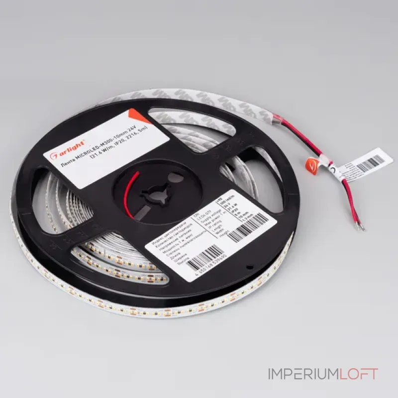 Светодиодная лента MICROLED-M300-10mm 24V Warm2700 (21.6W/m, IP20, 2216, 5m, 21.6 Вт/м, IP20) Arlight 023591(2)