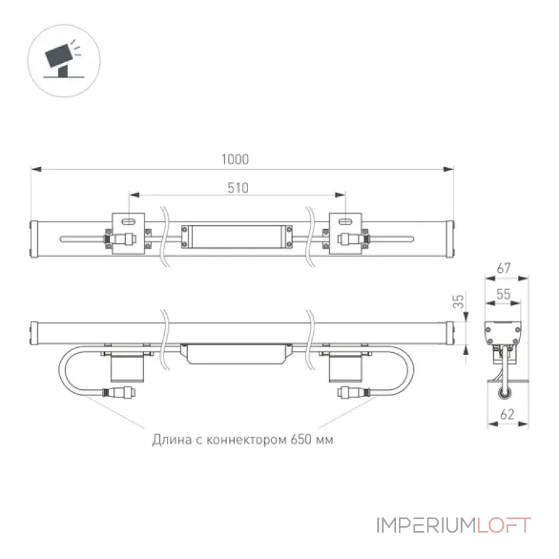 Прожектор AR-LINE-1000-36W Warm3000 (GR, 30 deg, 230V, IP65) Arlight 024306(1)