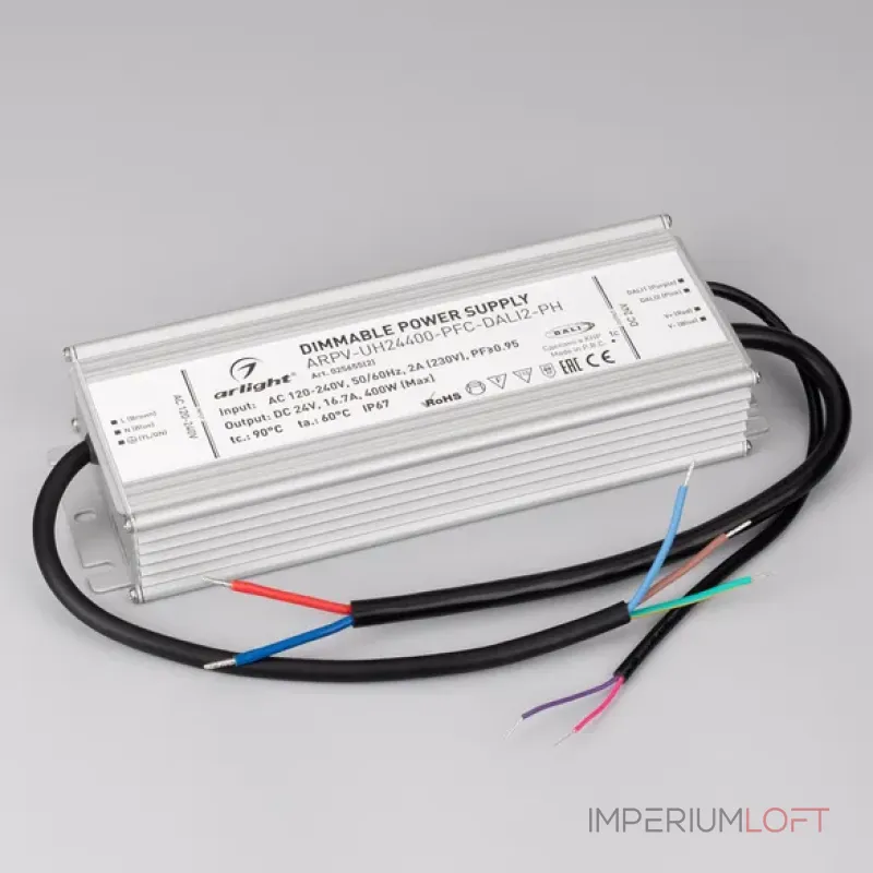 Блок питания ARPV-UH24400-PFC-DALI2-PH (24V, 16.7A, 400W, IP67) Arlight 025655(2)