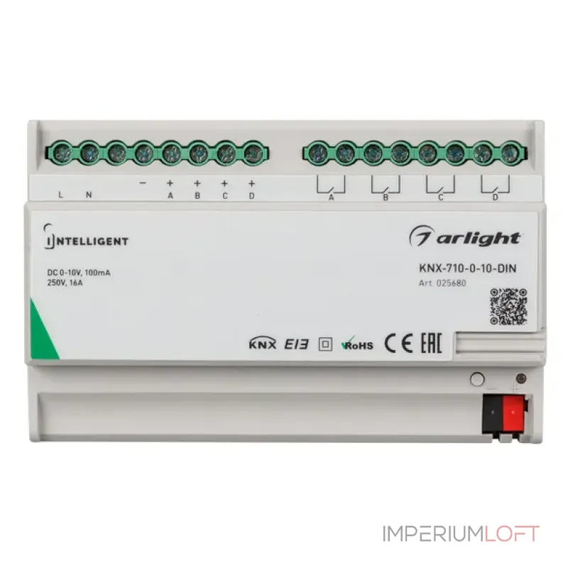 Конвертер KNX-710-0-10-DIN (230V, 4x0/1-10, 4x16A, IARL, IP20) Arlight 025680