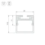 Профиль для светодиодной ленты с экраном SL-LINE-2011M-2500 ANOD+OPAL SQUARE Arlight 025870