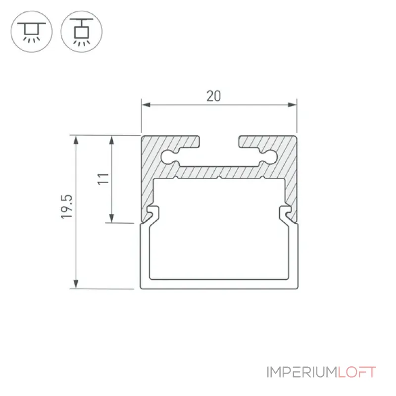 Профиль для светодиодной ленты с экраном SL-LINE-2011M-2500 ANOD+OPAL SQUARE Arlight 025870