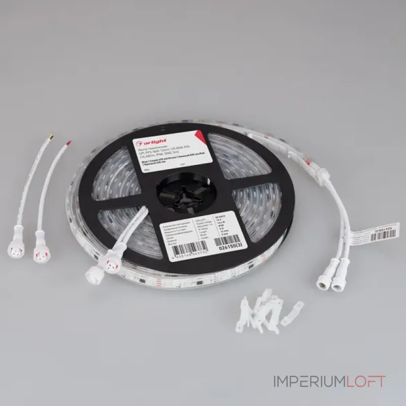Светодиодная лента герметичная SPI-PFS-B60-12mm 12V RGB-PX3 (14.4W/m, IP68, 5060, 5m, бегущий огонь) Arlight 026155(3)