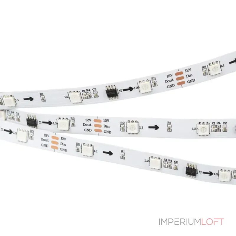 Светодиодная лента SPI-B30-10mm 12V RGB-PX3 (7.2W/m, IP20, 5060, 5m, бегущий огонь) Arlight 026368(2)