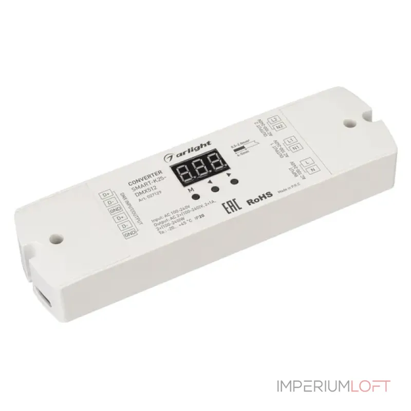 Конвертер SMART-K25-DMX512 (230V, 2x1A, TRIAC) Arlight 027129 Конвертер SMART-K25-DMX512 (230V, 2x1A, TRIAC) Arlight 027129