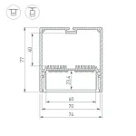 Профиль для светодиодной ленты с экраном SL-LINE-7477-2500 BLACK+OPAL Arlight 027991