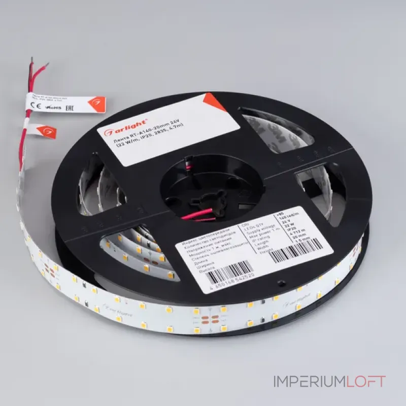 Светодиодная лента RT-A140-20mm 24V Warm3000 (22W/m, IP20, 2835, 4.7m, 22 Вт, IP20) Arlight 028005(2)