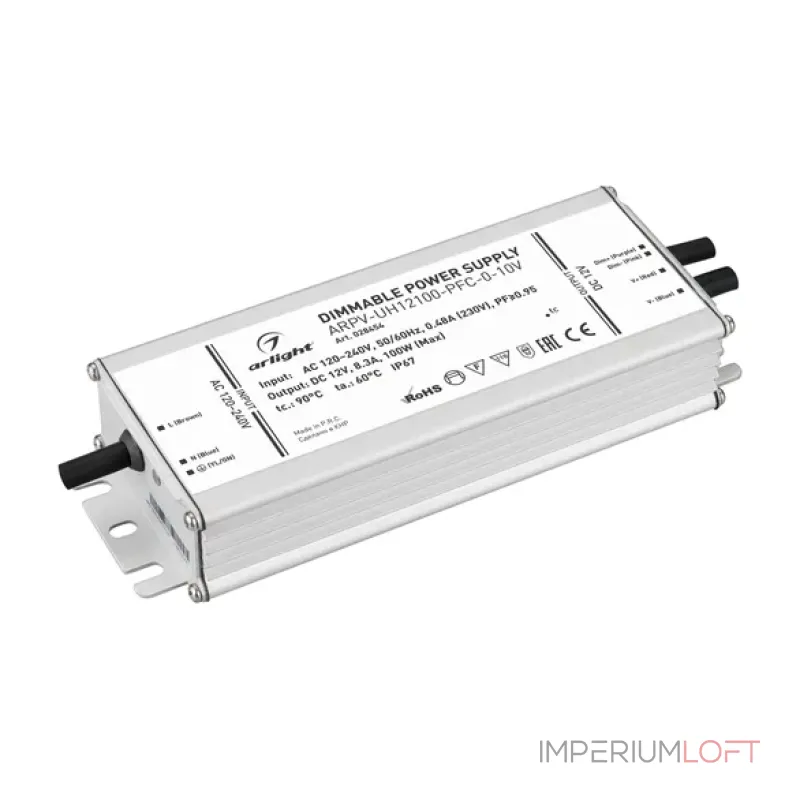 Блок питания ARPV-UH12100-PFC-0-10V (12V, 8.3A, 100W, IP67) Arlight 028454 Блок питания ARPV-UH12100-PFC-0-10V (12V, 8.3A, 100W, IP67) Arlight 028454