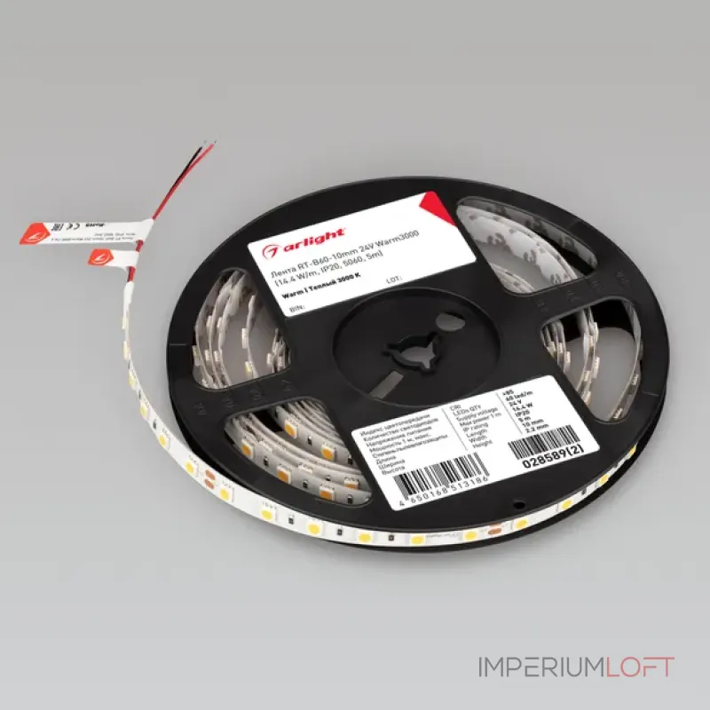 Светодиодная лента RT-B60-10mm 24V Warm3000 (14.4W/m, IP20, 5m) Arlight 028589(3)