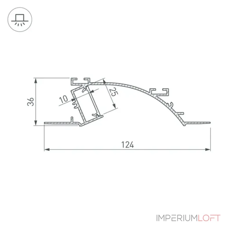 Профиль для светодиодной ленты с экраном ALM-ARC-SINGLE-2000 ANOD+FROST Arlight 029850