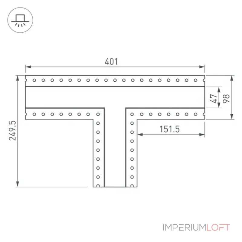 Т-образный угол в сборе со скрытым фланцем для профилей SL-LINIA45-FANTOM Arlight SL-LINIA 30107