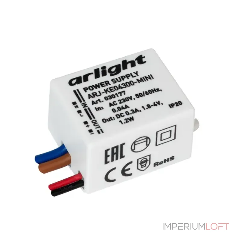 Блок питания ARJ-KE04300-MINI (1.2W, 300mA, IP20) Arlight 030177 Блок питания ARJ-KE04300-MINI (1.2W, 300mA, IP20) Arlight 030177