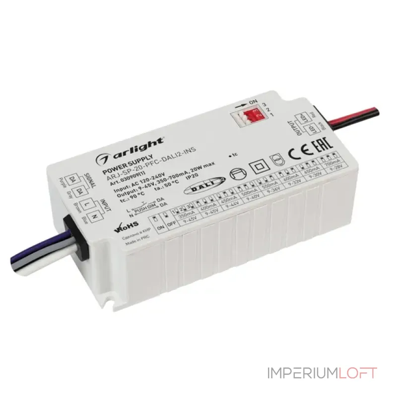 Блок питания ARJ-SP-20-PFC-DALI2-INS (20W, 9-45V, 0.35-0.7A, IP20) Arlight 030909(1) Блок питания ARJ-SP-20-PFC-DALI2-INS (20W, 9-45V, 0.35-0.7A, IP20) Arlight 030909(1)