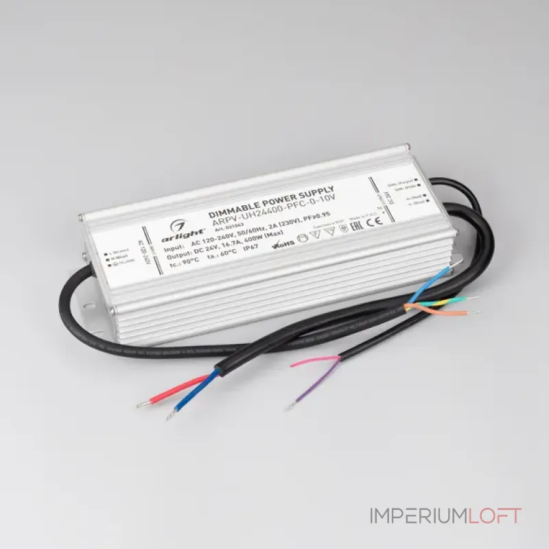 Блок питания ARPV-UH24400-PFC-0-10V (24V, 16.7A, 400W, IP67) Arlight 031043