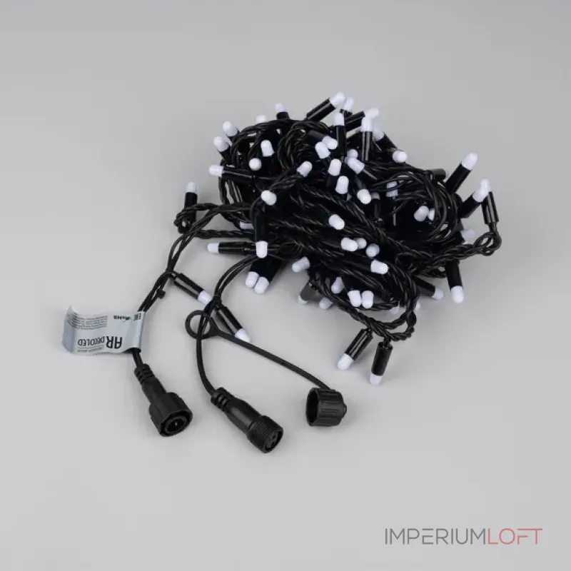 Светодиодная гирлянда ARD-STRING-CLASSIC-10000-BLACK-100LED-MILK-FLASH White (230V, 7W, Ardecoled, IP65) Arlight 031207