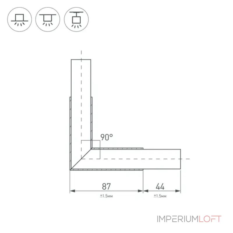 Угол для профилей PLS-LOCK-H25 с экраном PLS-LOCK-H25-L90 BLACK Arlight PLS-LOCK 31268