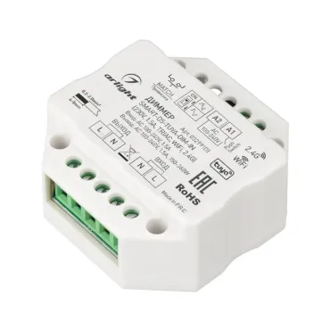 Диммер SMART-D5-TUYA-DIM-IN (230V, 1.5A, TRIAC, WiFi, 2.4G, IP20) Arlight 032991(1)