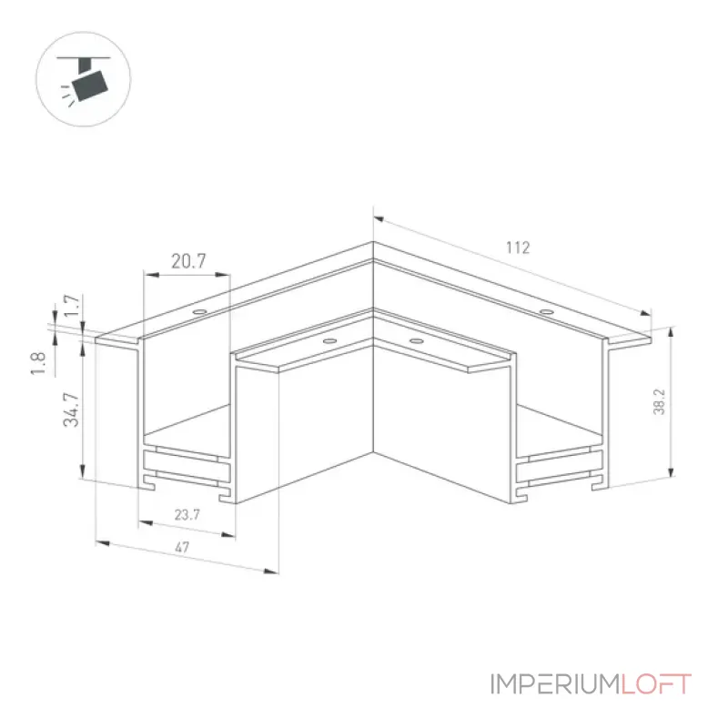 Коннектор угловой MAG-CON-2538-F-L90 (BK) (IP20) Arlight 033246