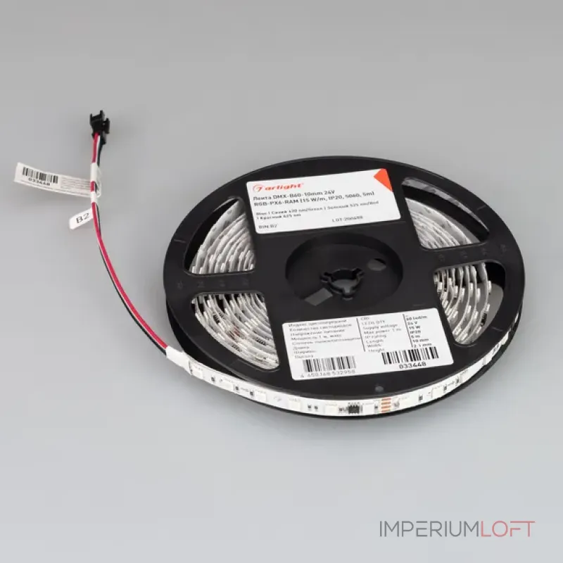 Светодиодная лента DMX-B60-10mm 24V RGB-PX6 (15W/m, IP20, 5060, 5m) Arlight 033448