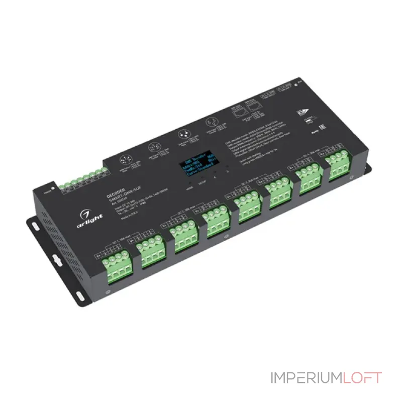 Декодер SMART-DMX-SUF (12-24V, 24x5A, XLR3, RJ45, IP20) Arlight 033769 Декодер SMART-DMX-SUF (12-24V, 24x5A, XLR3, RJ45, IP20) Arlight 033769