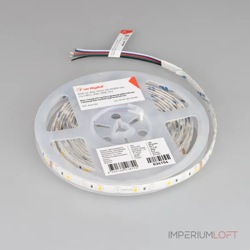 Светодиодная лента RTW-SE-B60-10mm 24V RGBW-Day (14.4W/m, IP65, 5060, 5m) Arlight 034154