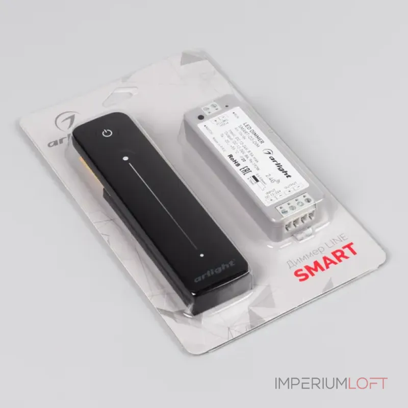 Диммер SMART-DIM-SET-LINE (12-24V, 1x8A, ПДУ 2.4G, IP20) Arlight 034794