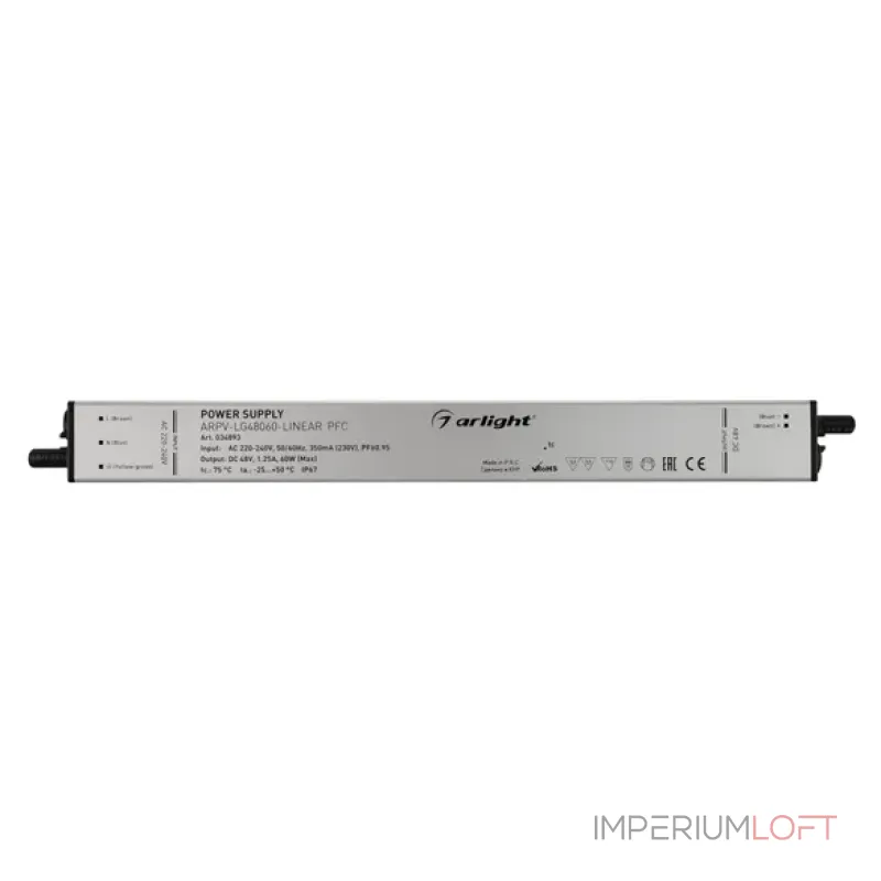 Блок питания ARPV-LG48060-LINEAR-PFC (48V, 1.25A, 60W, IP67) Arlight 034893