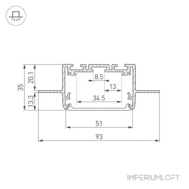 Профиль для светодиодной ленты SL-LINIA55-FANTOM-2500 ANOD Arlight 035650