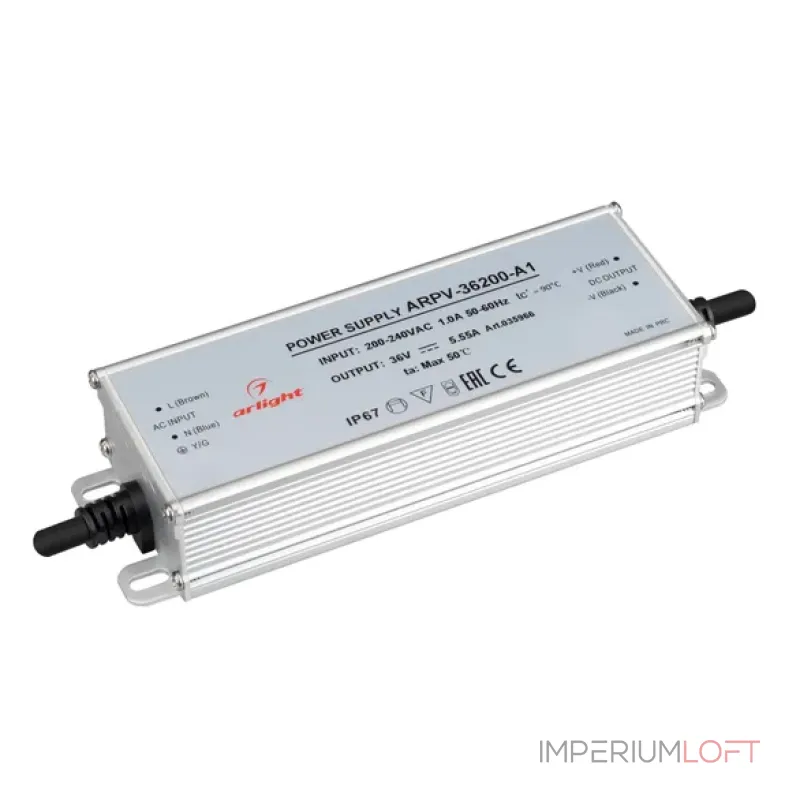 Блок питания ARPV-36200-A1 (36V, 5.55A, 200W, IP67) Arlight 035966 Блок питания ARPV-36200-A1 (36V, 5.55A, 200W, IP67) Arlight 035966