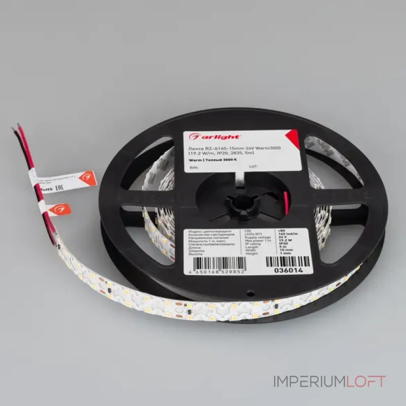 Светодиодная лента RZ-A160-15mm 24V Warm3000 (19.2W/m, IP20, 2835, 5m) Arlight 036014