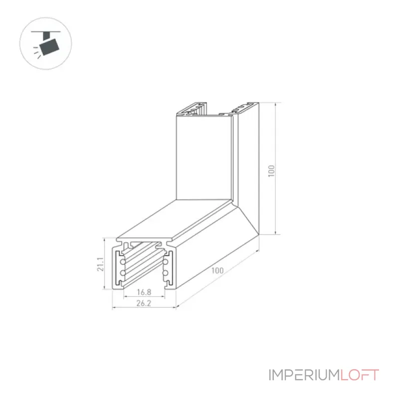 Коннектор угловой MAG-ORIENT-CON-2620-L90-EXT (BK) (IP20) Arlight 036021