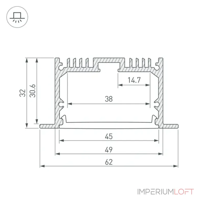 Профиль для светодиодной ленты SL-LINIA62-F-3000 ANOD Arlight 036170