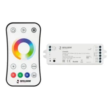 Arlight INTELLIGENT ARLIGHT Диммер SMART-SET-PWM-105-52-MULTI-SUF White 12-24В 5x3A ПДУ RING 10кн 2.4G IARL IP20 036188