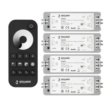 Arlight INTELLIGENT ARLIGHT Диммер SMART-SET-PWM-101-72-DIM-PD-SUF Black 5-36В 1x8A x4 ПДУ 13кн 2.4G IARL IP20 036201